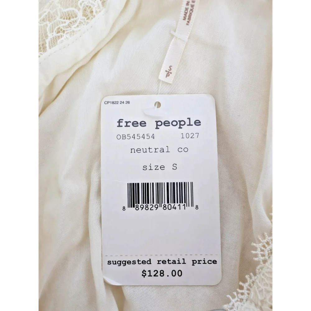 NWT Free People Don’t You Dare Lace Dress Ivory Neutral Combo Sz S Bachelorette - Picture 7 of 11